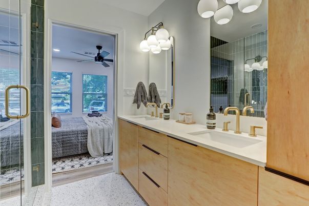 Bathroom, Dual Sink Vanities, Glass Shower, Interior, Recessed Lighting