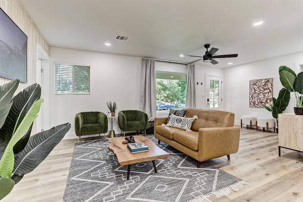 Interior, Living room, Recessed Lighting, Wood Texture Flooring