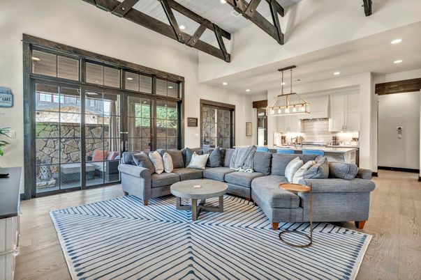 Interior, Kitchen, Living room, Pendant Lights, Recessed Lighting, Stainless Steel Appliances, Wood Texture Flooring