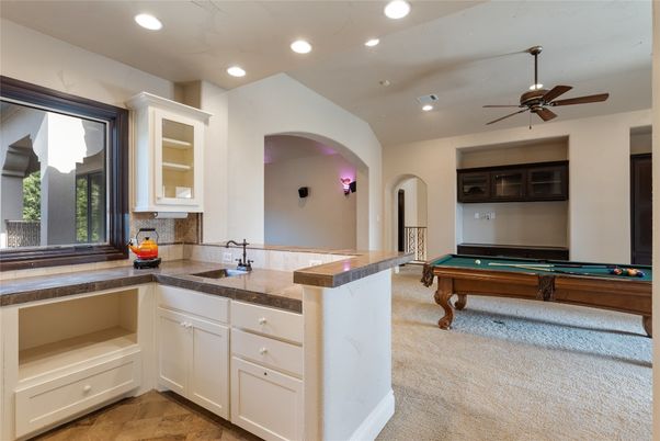 Billiard Table, Game Room, Interior, Recessed Lighting, Wood Texture Flooring