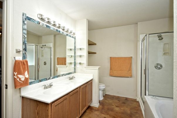 Bathroom, Dual Sink Vanities, Glass Shower, Interior