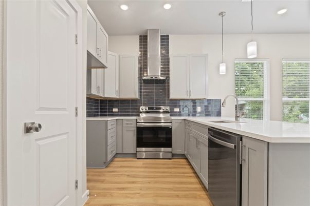 Chandelier, Empty room, Interior, Pendant Lights, Recessed Lighting, Wood Texture Flooring