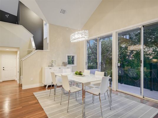 Chandelier, Dining room, Interior, Pendant Lights, Wood Texture Flooring