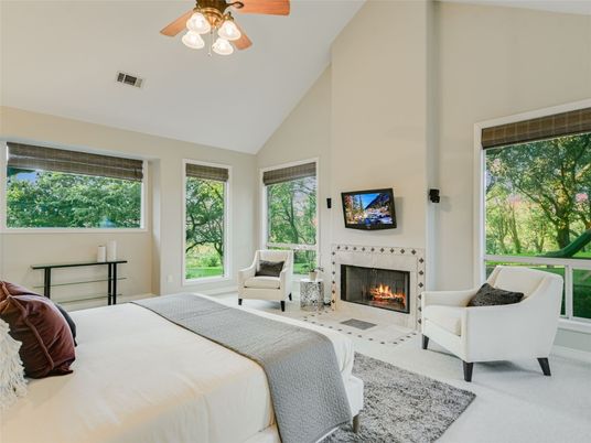 Bedroom, Fireplace, Interior