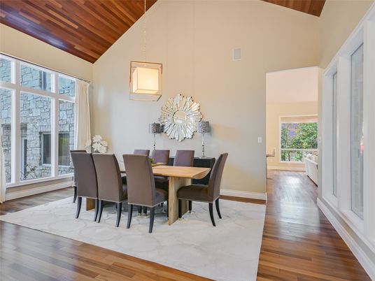 Dining room, Interior, Pendant Lights, Wooden Ceilings, Wood Texture Flooring