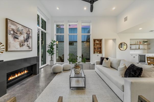 Fireplace, Interior, Living room, Recessed Lighting