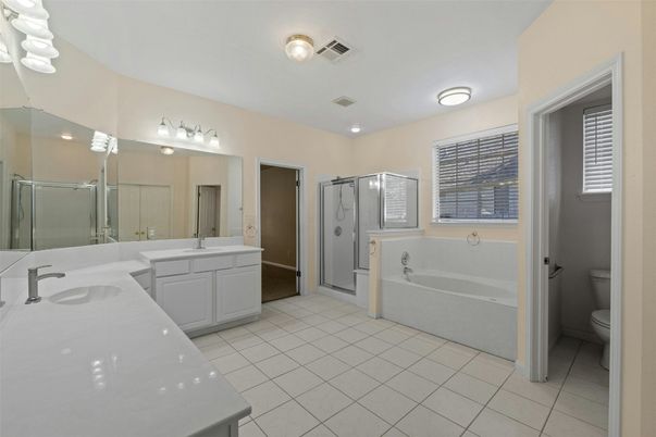 Bathroom, Dual Sink Vanities, Glass Shower, Interior