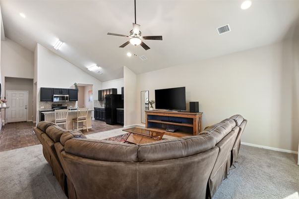 Interior, Kitchen, Living room, Recessed Lighting, Wood Texture Flooring