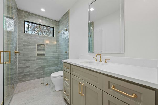 Bathroom, Glass Shower, Interior, Recessed Lighting