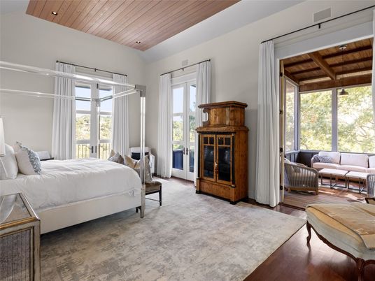 Bedroom, Interior, Recessed Lighting, Wooden Beams, Wooden Ceilings, Wood Texture Flooring
