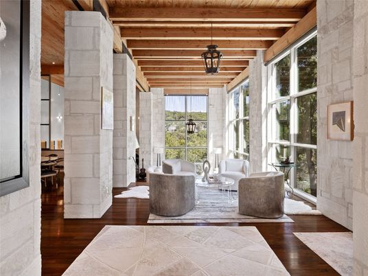 Interior, Pendant Lights, Stone Walls, Wooden Beams, Wooden Ceilings, Wood Texture Flooring