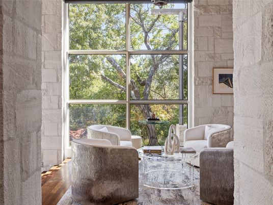 Interior, Living room, Stone Walls, Wood Texture Flooring
