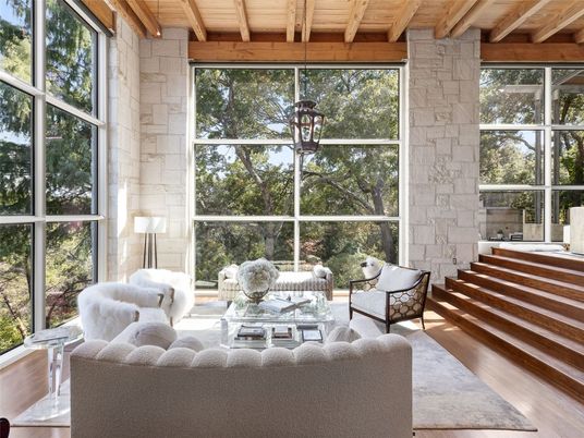 Interior, Living room, Pendant Lights, Stone Walls, Wooden Beams, Wooden Ceilings, Wood Texture Flooring
