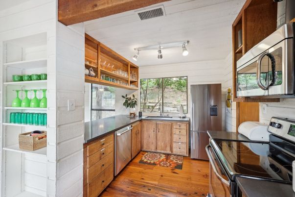 Interior, Kitchen, Stainless Steel Appliances, Wood Texture Flooring