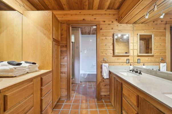 Bathroom, Glass Shower, Interior, Wooden Ceilings, Wooden Walls
