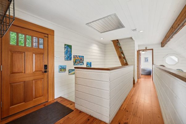 Interior, Recessed Lighting, Wooden Beams, Wood Texture Flooring