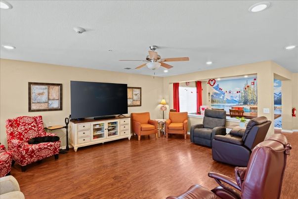 Interior, Living room, Recessed Lighting, Wood Texture Flooring