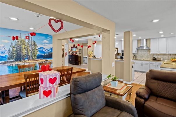 Dining room, Interior, Kitchen, Living room, Pendant Lights, Recessed Lighting