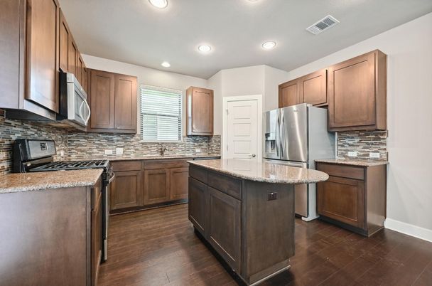 Interior, Kitchen, Recessed Lighting, Wood Texture Flooring