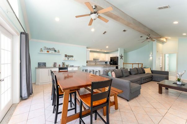 Dining room, Interior, Kitchen, Living room, Recessed Lighting, Stainless Steel Appliances