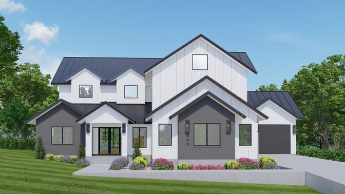 Attached, Exterior, Facade, Farmhouse
