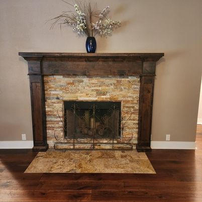 Fireplace, Interior, Wood Texture Flooring