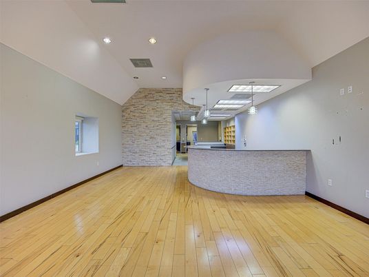 Interior, Recessed Lighting, Stone Walls, Wood Texture Flooring
