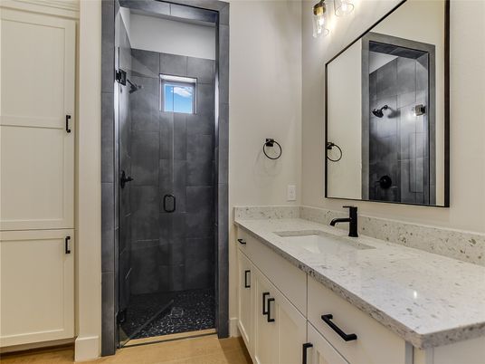 Bathroom, Glass Shower, Interior, Wood Texture Flooring