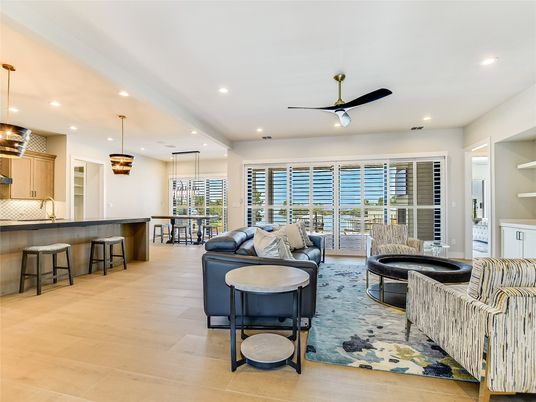 Interior, Living room, Pendant Lights, Recessed Lighting, Water, Wood Texture Flooring