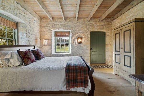 Bedroom, Interior, Stone Walls, Wooden Beams, Wooden Ceilings, Wood Texture Flooring