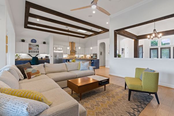Interior, Kitchen, Living room, Pendant Lights, Recessed Lighting, Stainless Steel Appliances, Wood Texture Flooring