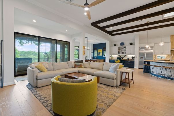 Interior, Kitchen, Living room, Pendant Lights, Recessed Lighting, Stainless Steel Appliances, Wood Texture Flooring