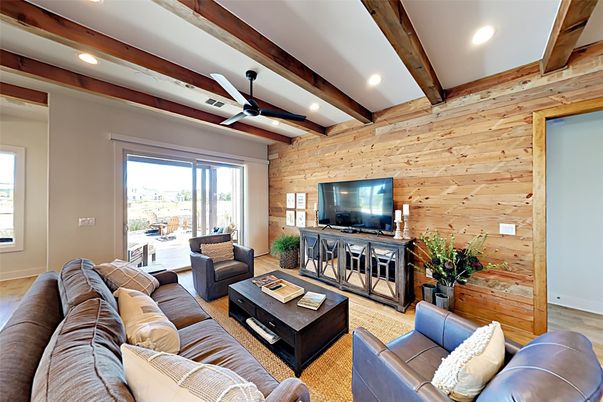 Interior, Living room, Recessed Lighting, Wooden Beams, Wood Texture Flooring, Wooden Walls