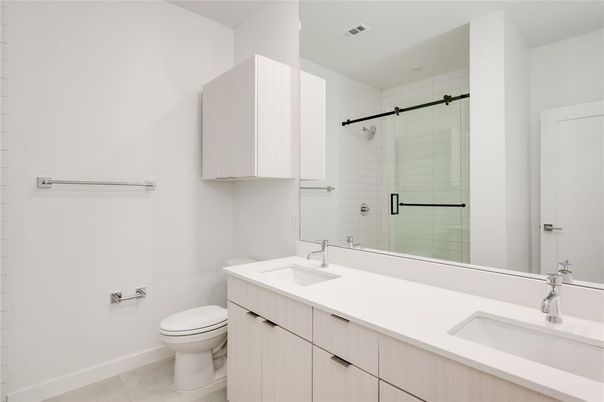 Bathroom, Dual Sink Vanities, Glass Shower, Interior