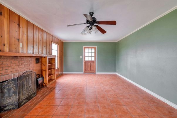 Empty room, Fireplace, Interior, Wooden Walls