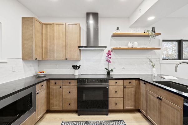 Interior, Kitchen, Recessed Lighting, Wood Texture Flooring
