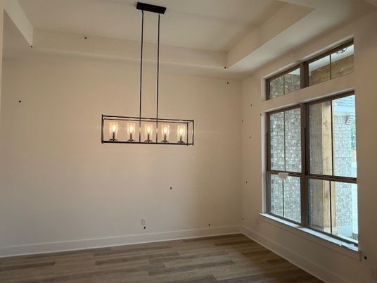 Empty room, Interior, Pendant Lights, Wood Texture Flooring