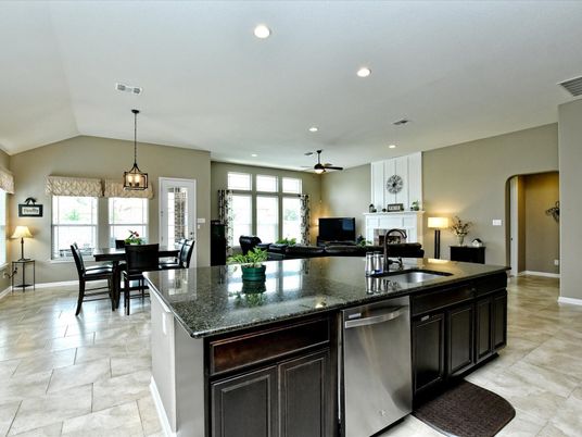 Dining room, Fireplace, Interior, Kitchen, Pendant Lights, Recessed Lighting