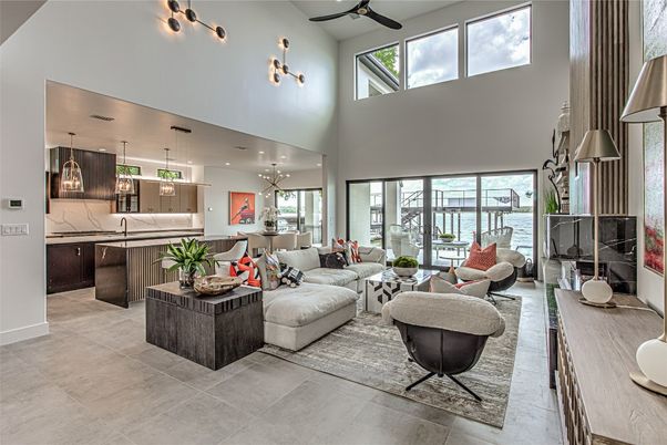 Dining room, Interior, Kitchen, Living room, Pendant Lights, Recessed Lighting, Water