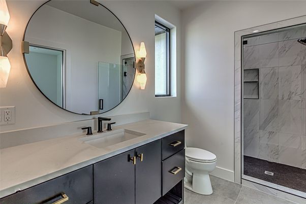 Bathroom, Glass Shower, Interior, Marble Walls
