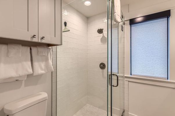 Bathroom, Glass Shower, Interior, Recessed Lighting