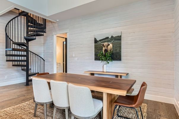 Dining room, Interior, Wood Texture Flooring, Wooden Walls