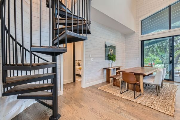 Dining room, Interior, Stone Walls, Wood Texture Flooring