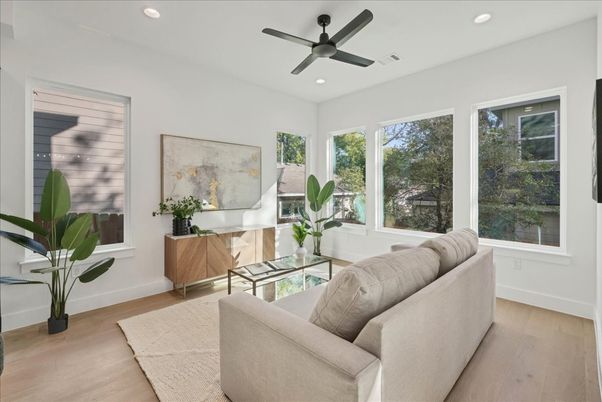 Interior, Living room, Recessed Lighting, Wood Texture Flooring