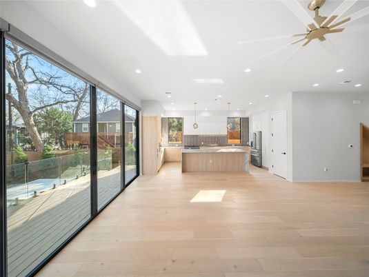 Interior, Kitchen, Pendant Lights, Recessed Lighting, Wood Texture Flooring