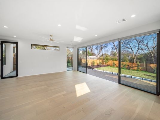 Empty room, Interior, Recessed Lighting, Wood Texture Flooring