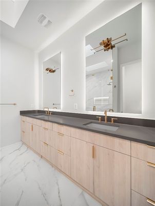 Bathroom, Dual Sink Vanities, Interior, Marble, Marble Walls