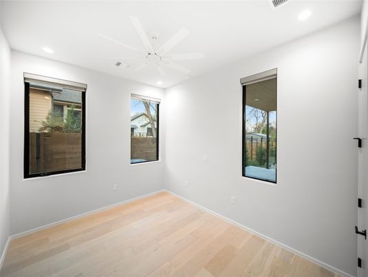 Empty room, Interior, Recessed Lighting, Wood Texture Flooring