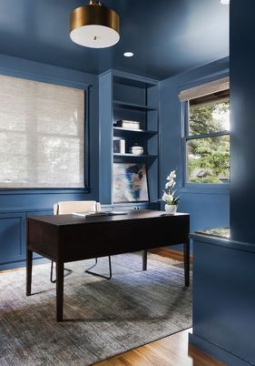 Home Office, Interior, Recessed Lighting, Wood Texture Flooring