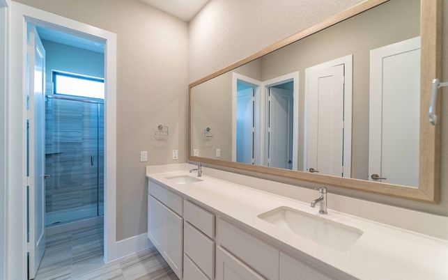 Bathroom, Dual Sink Vanities, Glass Shower, Interior